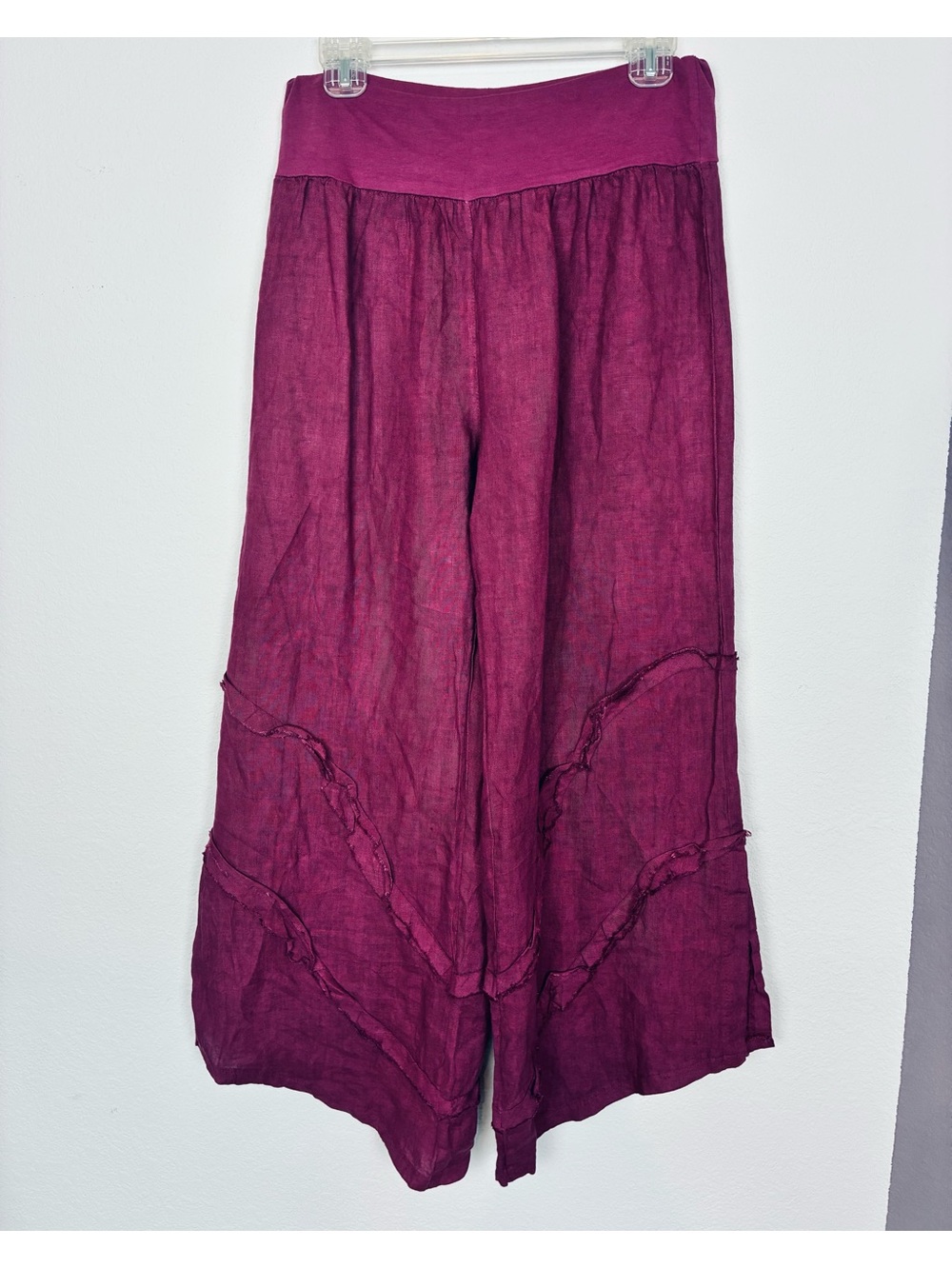 Italian Cotton Lineny Wide Leg Assymeyric Layered Palazzo Pants